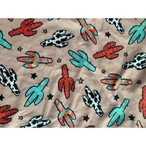 Reversible Cactus Print Baby Blanket In Pink & Turquoise With Minky Dot Backing